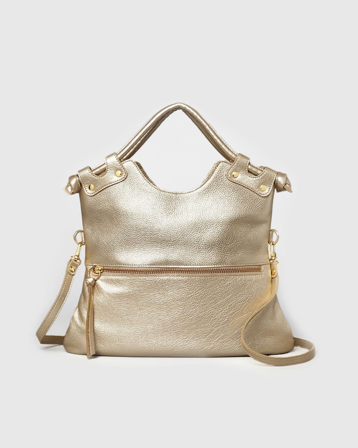 Brooklyn - Silver Metallic Leather Handbag Made in Nyc | Pietro Nyc